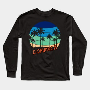 Dominica Retro Vintage Sunset Beach Design Long Sleeve T-Shirt